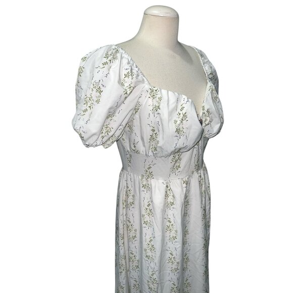 Shein Floral Cottagecore Midi Dress Sz Large Womens Puff Sleeves & Sweetheart Ne - Picture 8 of 13